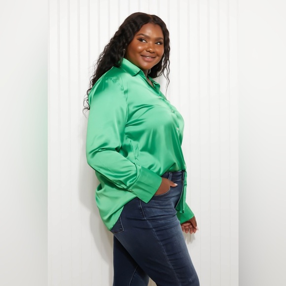 GeeGee New Love Satin Button Down Shirt - Picture 4 of 10